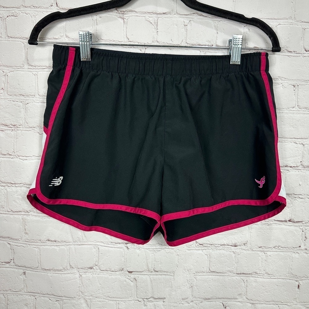 New Balance Susan B Komen black pink athletic workout gym running shorts, sz S